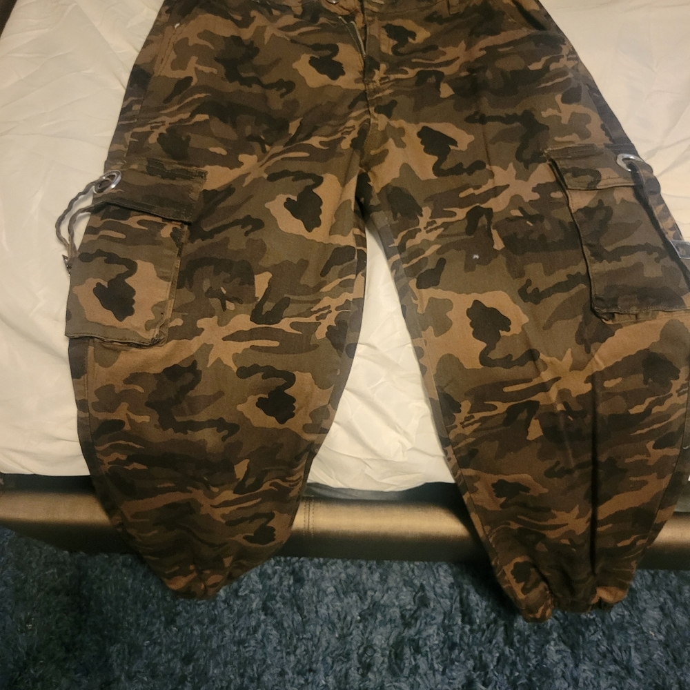 2 piece cargo camouflage denim set